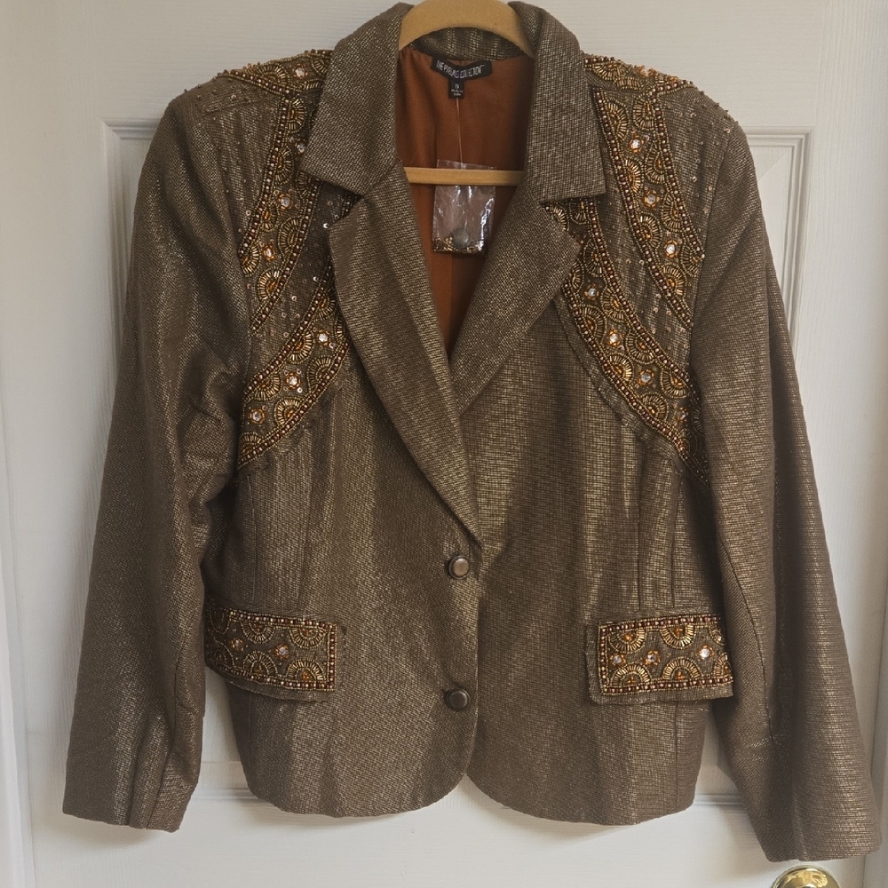 The Pyramid Collection Brigerton Metallic Ornate Blazer - Size 1X